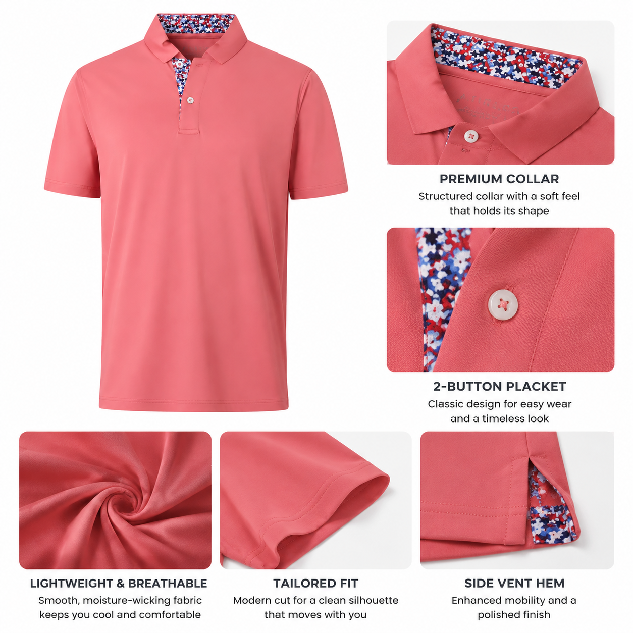 Men's Quick Dry Henley Golf Shirt